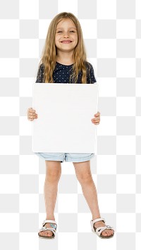 Blank sign girl png, transparent background