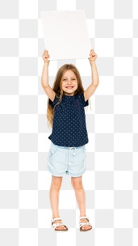 Blank sign girl png, transparent background