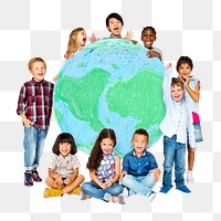 Png global children diversity, isolated image, transparent background