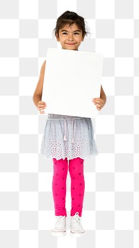 Blank sign png girl holding, transparent background