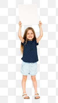 Blank sign png girl holding, transparent background