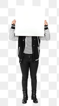 Blank poster png, man holding, transparent background