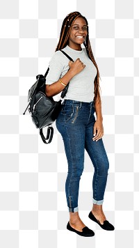 Happy Black girl png, transparent background