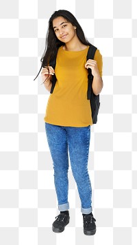 Backpack girl png, transparent background