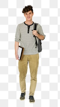 Smiling student png, teenage boy, transparent background