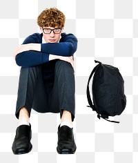 Stressed student png, transparent background