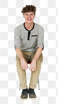 Happy teen png sitting, transparent background