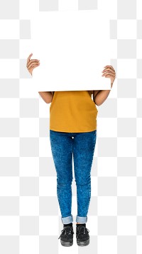 Empty Placard woman png, transparent background