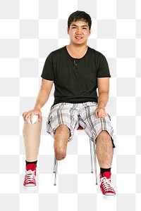 Png disabled man, isolated collage element, transparent background