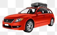 3D car png red hatchback, transparent background