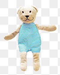 Png baby blue bear doll, isolated object, transparent background