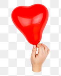 Png heart shaped balloon, isolated collage element, transparent background