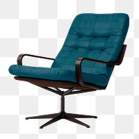 Leather armchair png mid-century modern furniture, transparent background