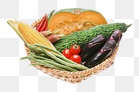 Vegetable basket png fresh food, transparent background