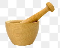 Png wooden mortar, isolated image, transparent background