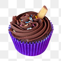 Chocolate cupcake png, food element, transparent background