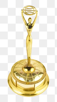 Png golden award trophy, isolated image, transparent background