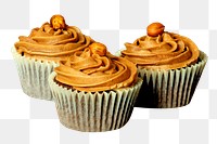 Caramel cupcakes png, food element, transparent background