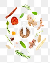 Kitchen cooking ingredients png, transparent background