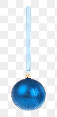 Ornament ball png, blue, isolated object, transparent background