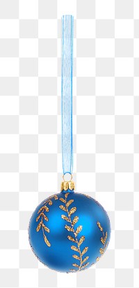 Ornament ball png, blue, isolated object, transparent background