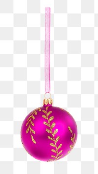 Ornament ball png, pink, isolated object, transparent background