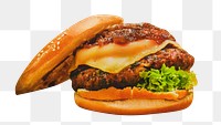Cheese hamburger food png, transparent background