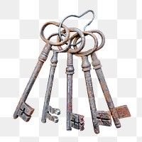 Png rusty keys, isolated image, transparent background