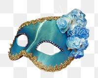 Png blue masquerade mask, isolated collage element, transparent background