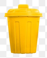 Png yellow garbage bin, isolated collage element, transparent background