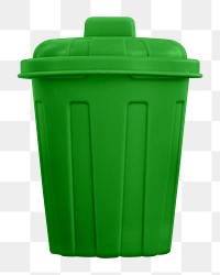 Png green garbage bin, isolated collage element, transparent background