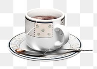 Tea cup png collage element, transparent background