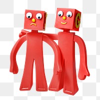 Png red human figurine, isolated object, transparent background