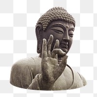 Png stone Buddha statue, isolated object, transparent background