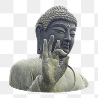 Png stone Buddha statue, isolated object, transparent background