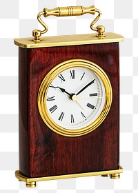 Png antique clock, isolated object, transparent background