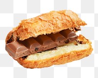 Chocolate filling croissant  png, transparent background