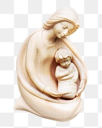 Png Mary and Jesus statue, isolated object, transparent background