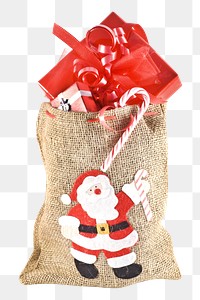 Png sack of presents, isolated object, transparent background