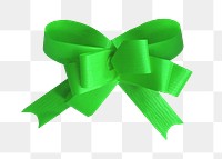 Green bow png, isolated object, transparent background