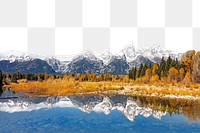 PNG Lake in autumn border, transparent background