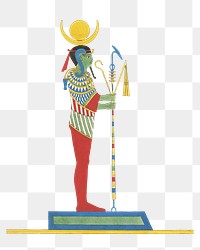 Egypt god png vintage illustration, transparent background