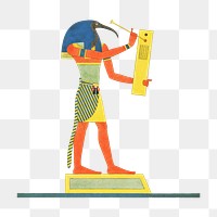 Egypt god png vintage illustration, transparent background