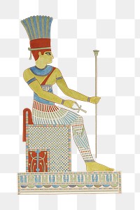 Egypt god png vintage illustration, transparent background