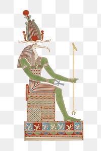 Egypt god png vintage illustration, transparent background