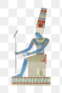 Egypt god png vintage illustration, transparent background