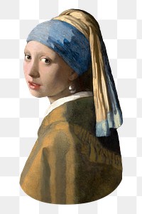 PNG Girl with a Pearl Earring, collage element, transparent background