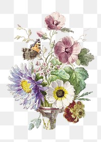 Vintage flower illustration png, remixed by rawpixel from artwork by William van Leen, transparent background