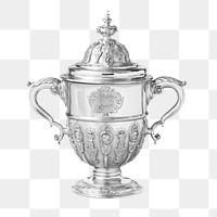Silver two-handled cup png, vintage decoration, transparent background. Remixed by rawpixel.