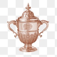 Rose gold two-handled cup png, vintage decoration, transparent background. Remixed by rawpixel.